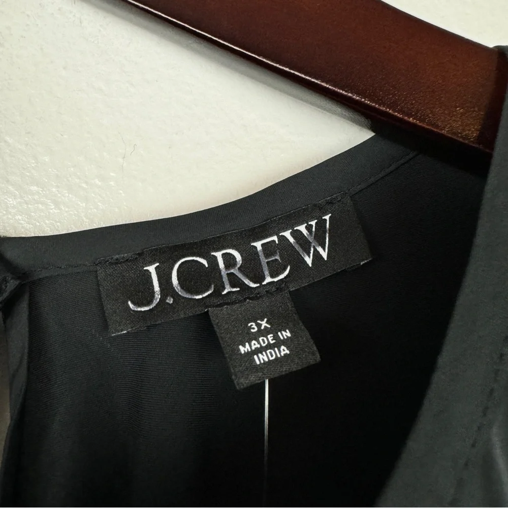 J. Crew Drapey Satiny Fabric Lightweight Short Sleeve Top Black Size 3X NWT - Picture 6 of 7